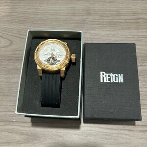 Men's Reign Watch - 45mm - Automatic - Black Rubber band - Rose Gold